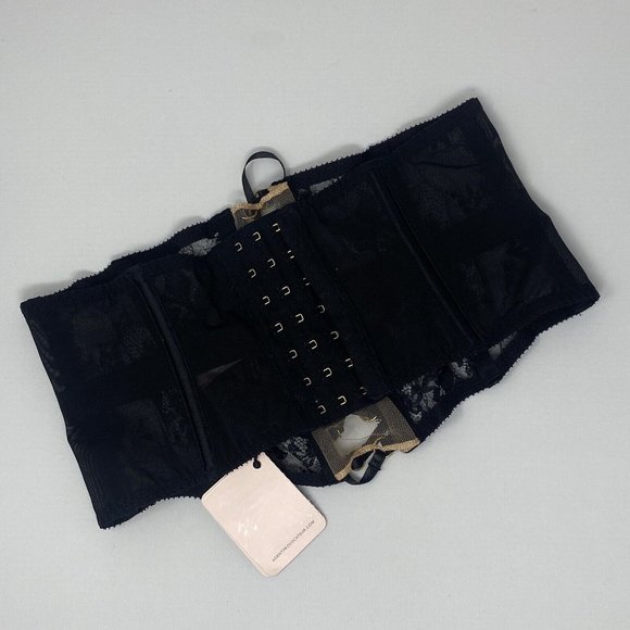 Waspie (serre-taille) Agent Provocateur Electra Rare - Taille L/4, Noir Et Dentelle Verte, Neuf Avec étiquettes